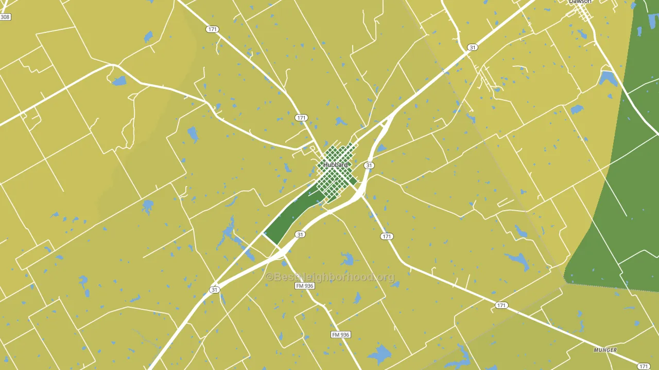 Hubbard, TX block-group voter-turnout map