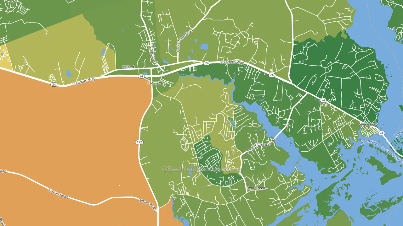 Hubert, NC block-group voter-turnout map