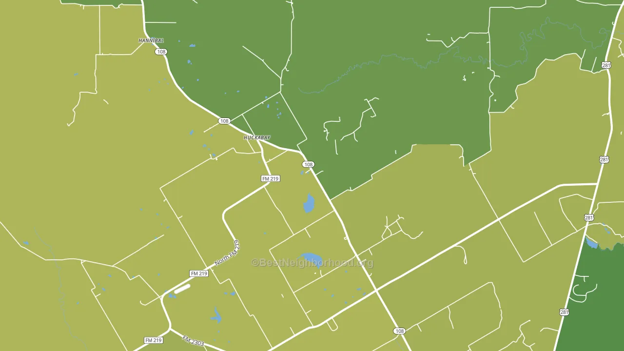 Huckabay, TX block-group voter-turnout map