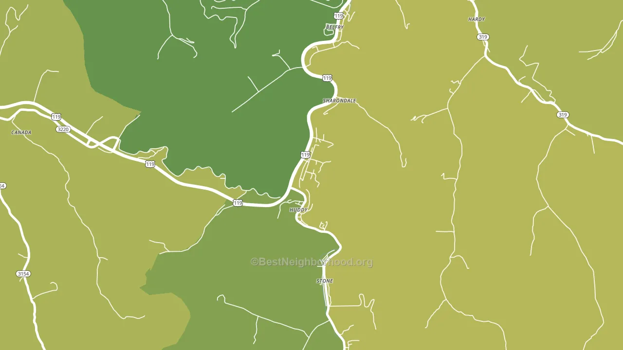 Huddy, KY block-group voter-turnout map