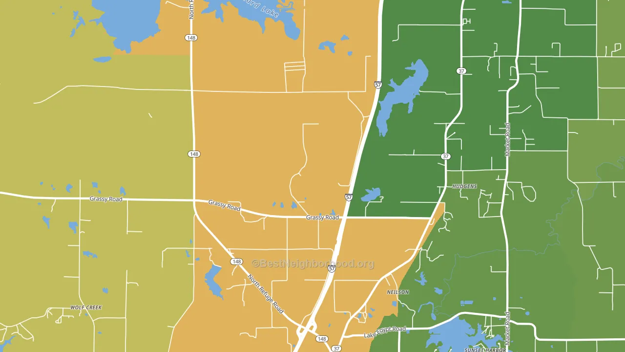 Hudgens, IL block-group voter-turnout map