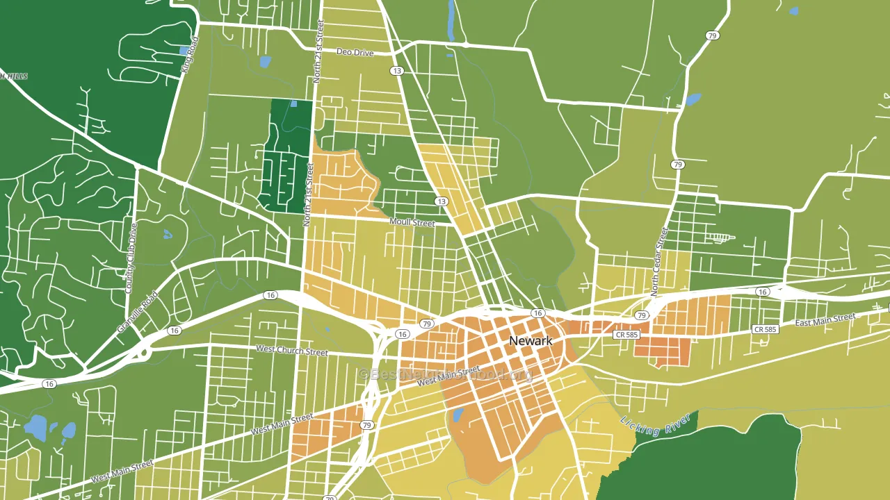 Hudson Avenue Historic District, Newark, OH block-group voter-turnout map