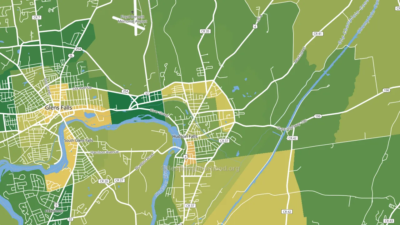 Hudson Falls, NY block-group voter-turnout map