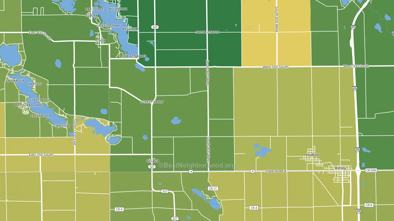 Hudson, IN block-group voter-turnout map