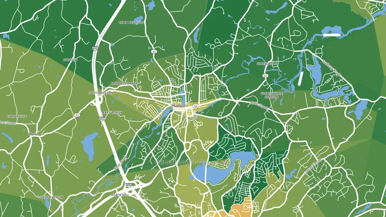 Hudson, MA block-group voter-turnout map