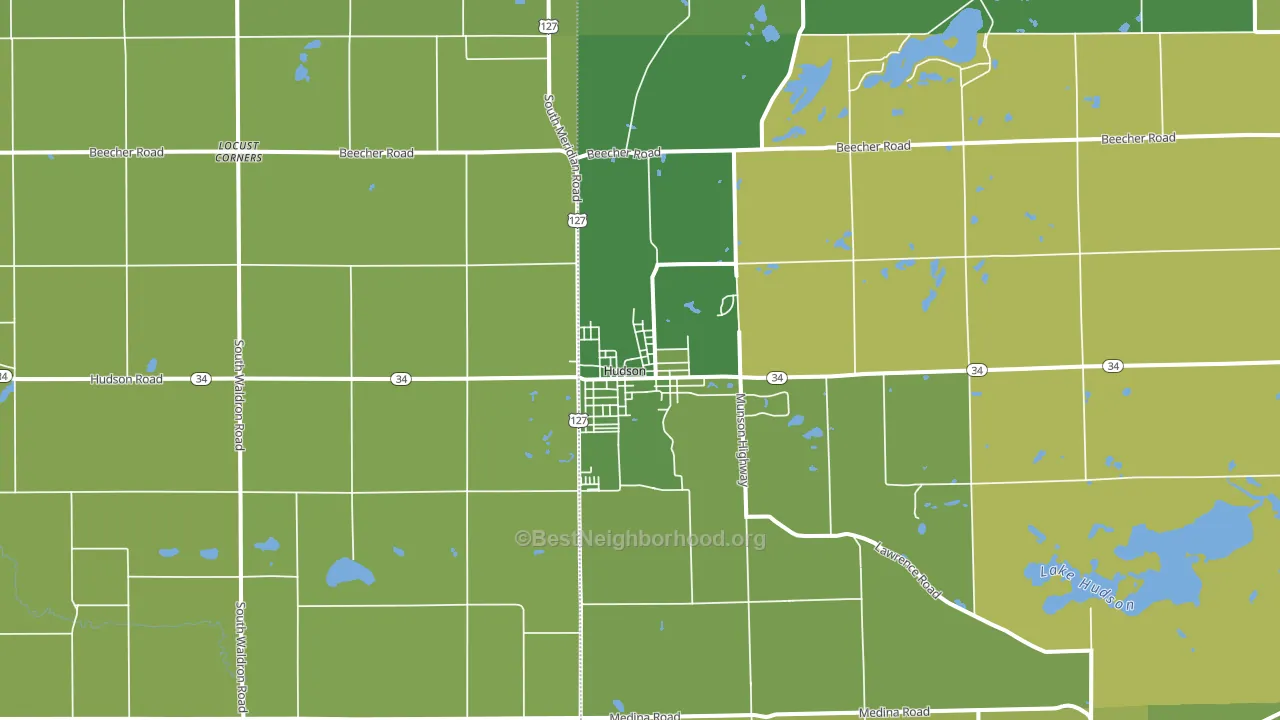 Hudson, MI block-group voter-turnout map