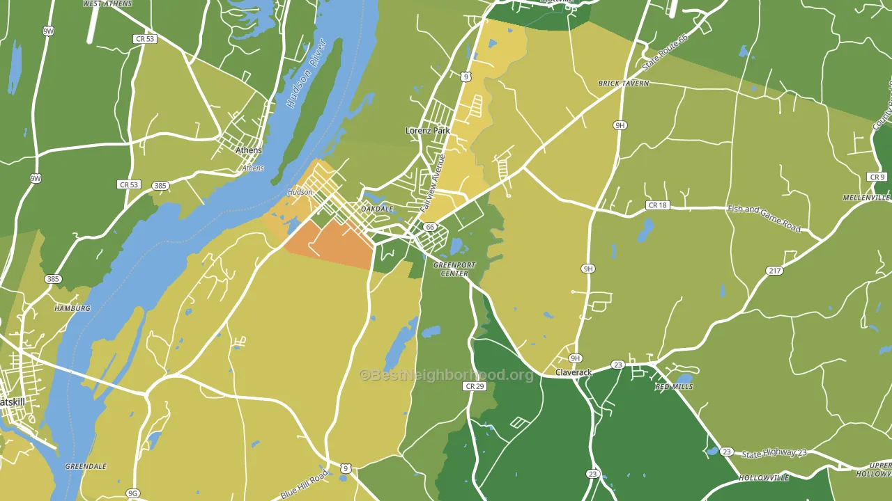 Hudson, NY block-group voter-turnout map
