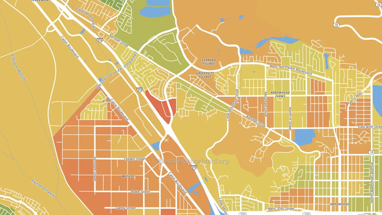 Hudson, San Bernardino, CA block-group voter-turnout map