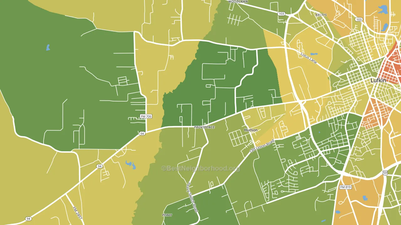 Hudson, TX block-group voter-turnout map