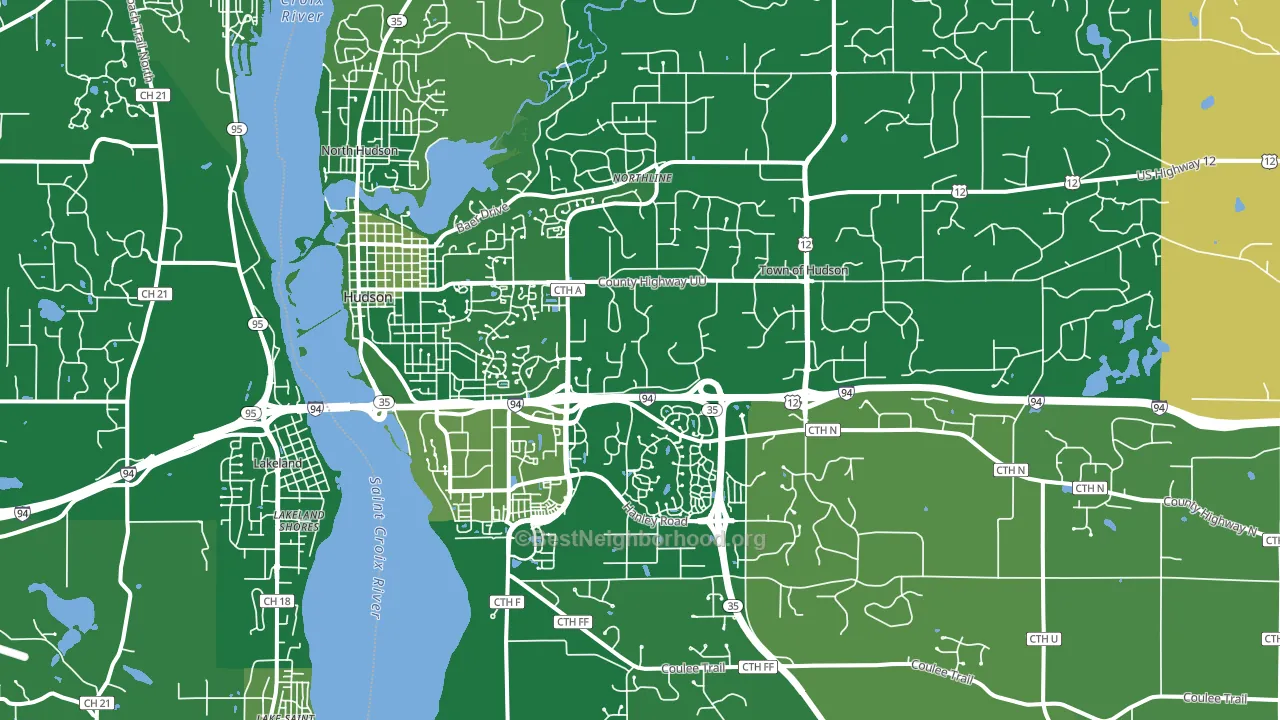 Hudson, WI block-group voter-turnout map