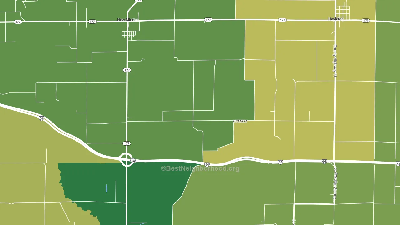 Huegely, IL block-group voter-turnout map