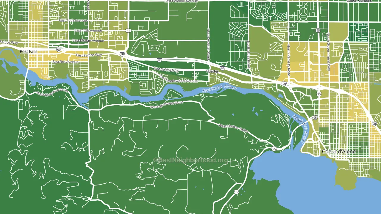 Huetter, ID block-group voter-turnout map