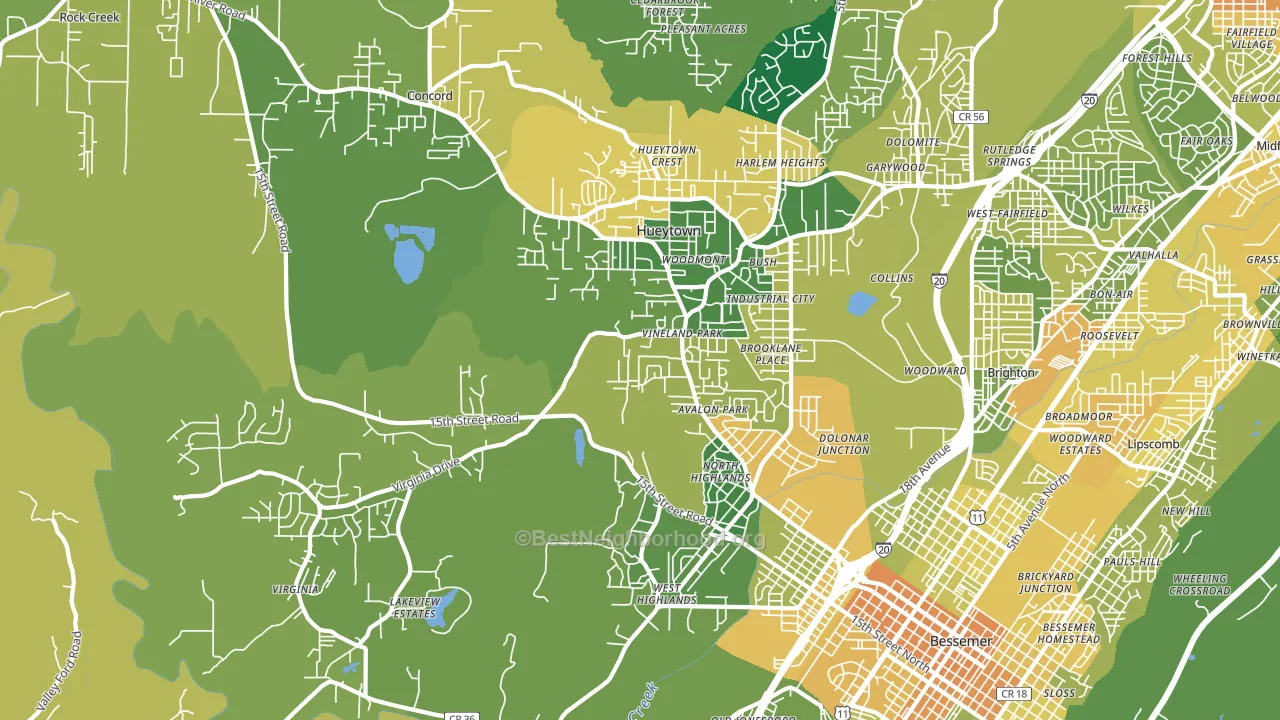 Hueytown, AL block-group voter-turnout map