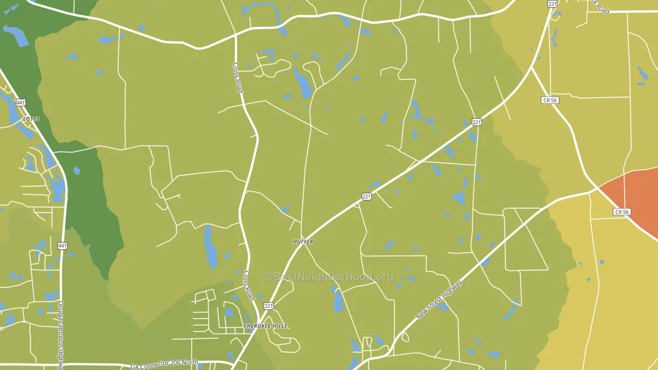 Huffer, GA block-group voter-turnout map