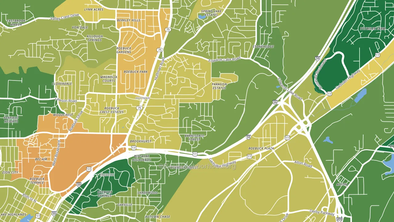 Huffman, Birmingham, AL block-group voter-turnout map