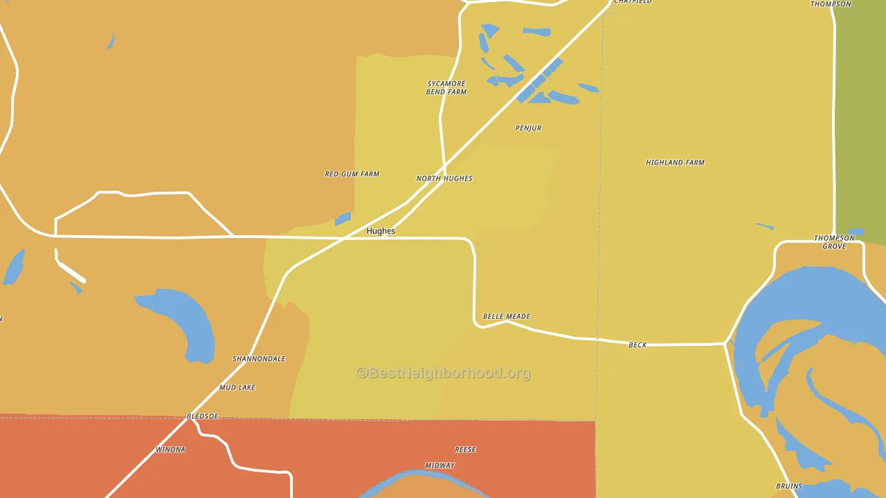 Hughes, AR block-group voter-turnout map