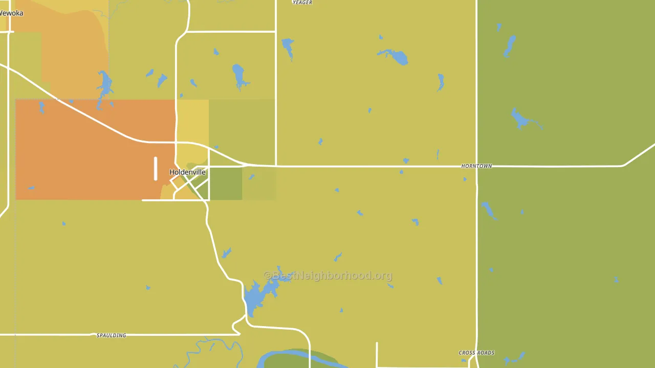 Hughes County, OK block-group voter-turnout map