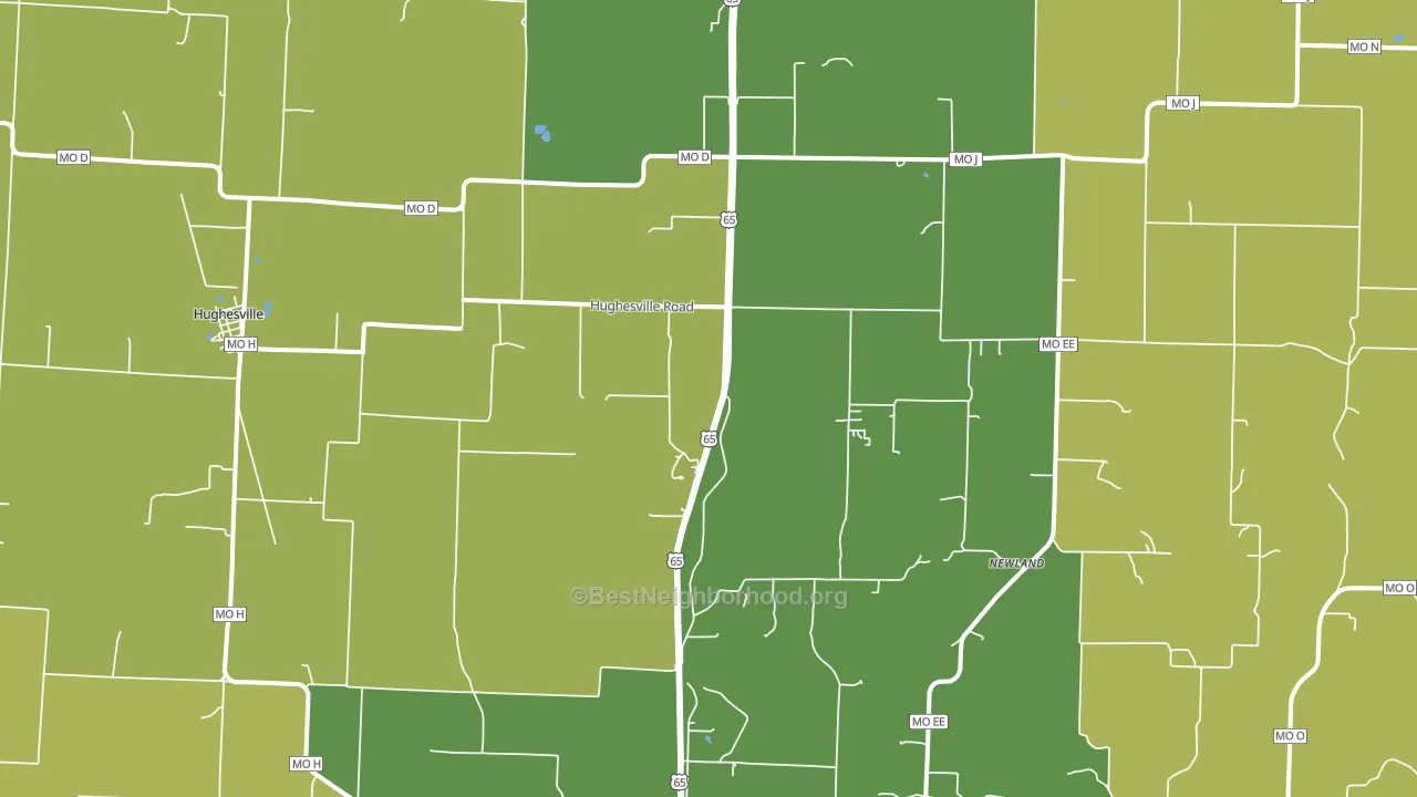 Hughesville, MO block-group voter-turnout map