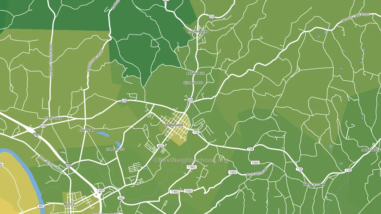 Hughesville, PA block-group voter-turnout map
