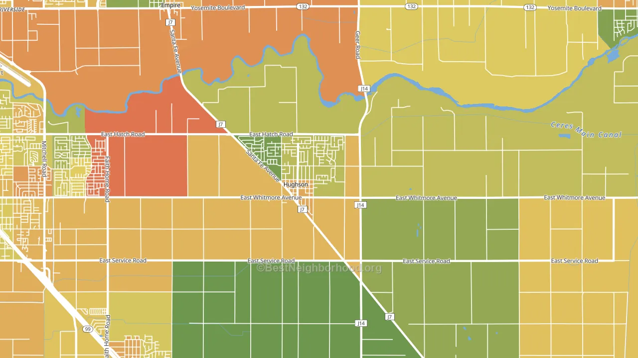 Hughson, CA block-group voter-turnout map