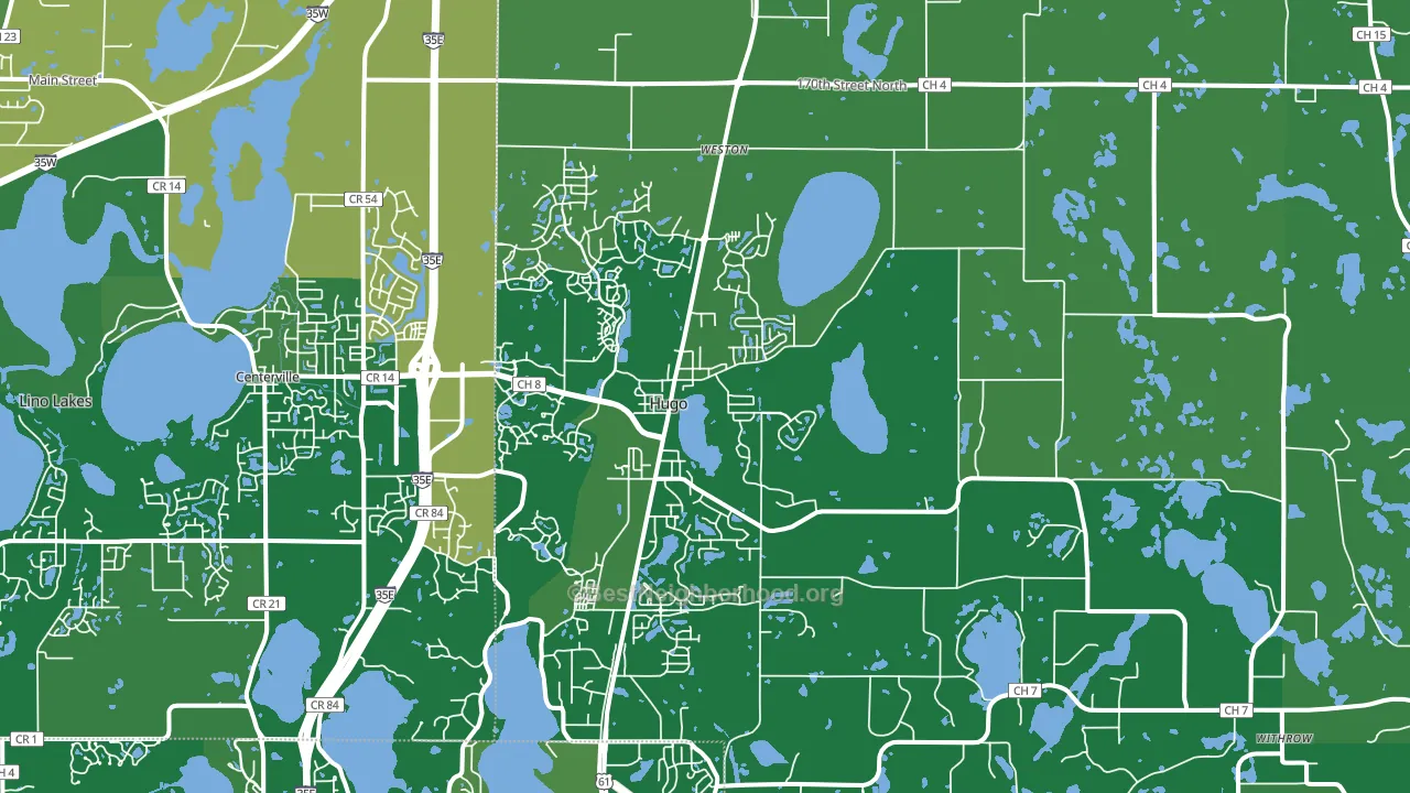 Hugo, MN block-group voter-turnout map