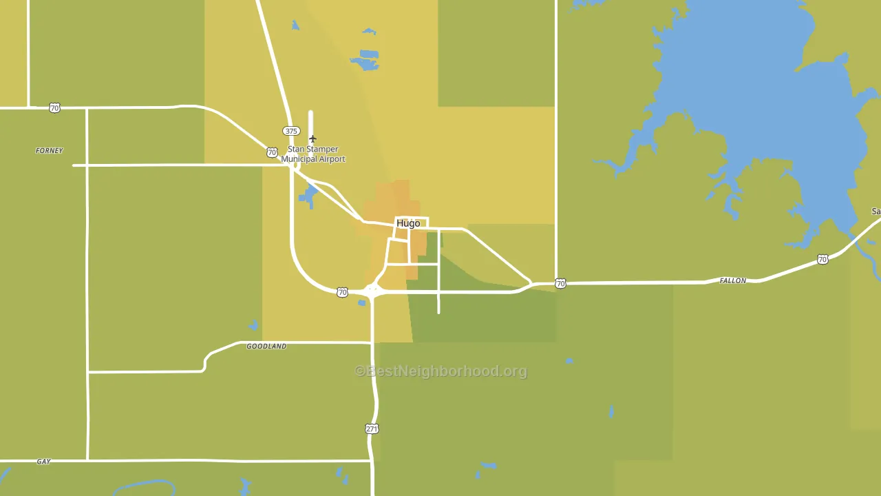 Hugo, OK block-group voter-turnout map