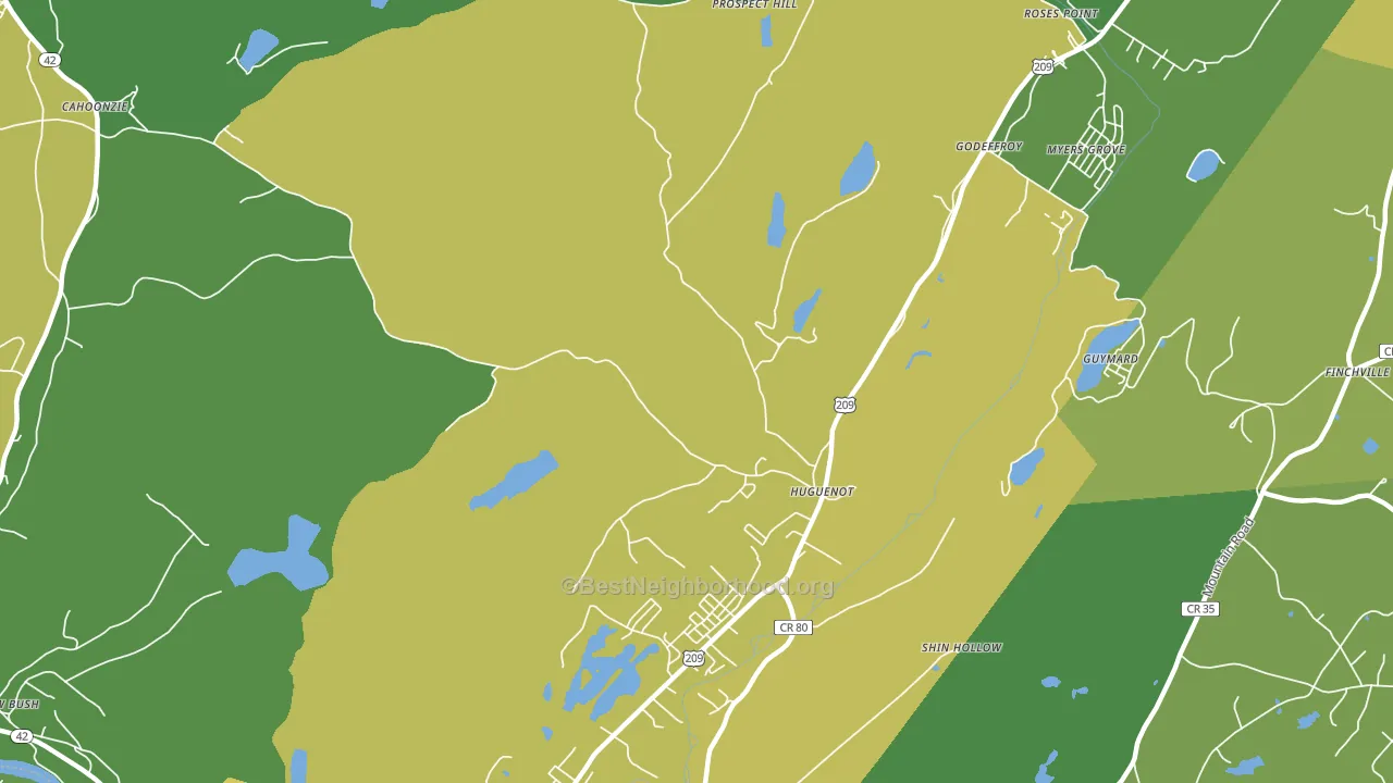 Huguenot, NY block-group voter-turnout map