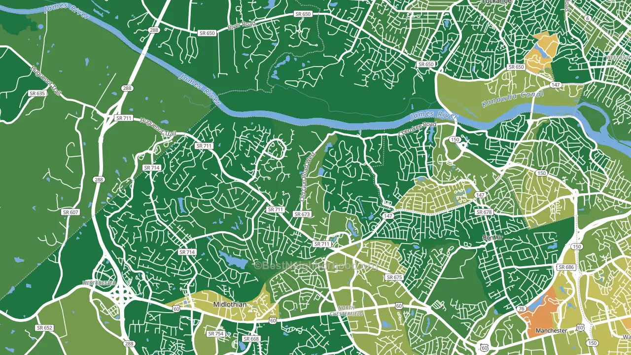 Huguenot, Richmond, VA block-group voter-turnout map