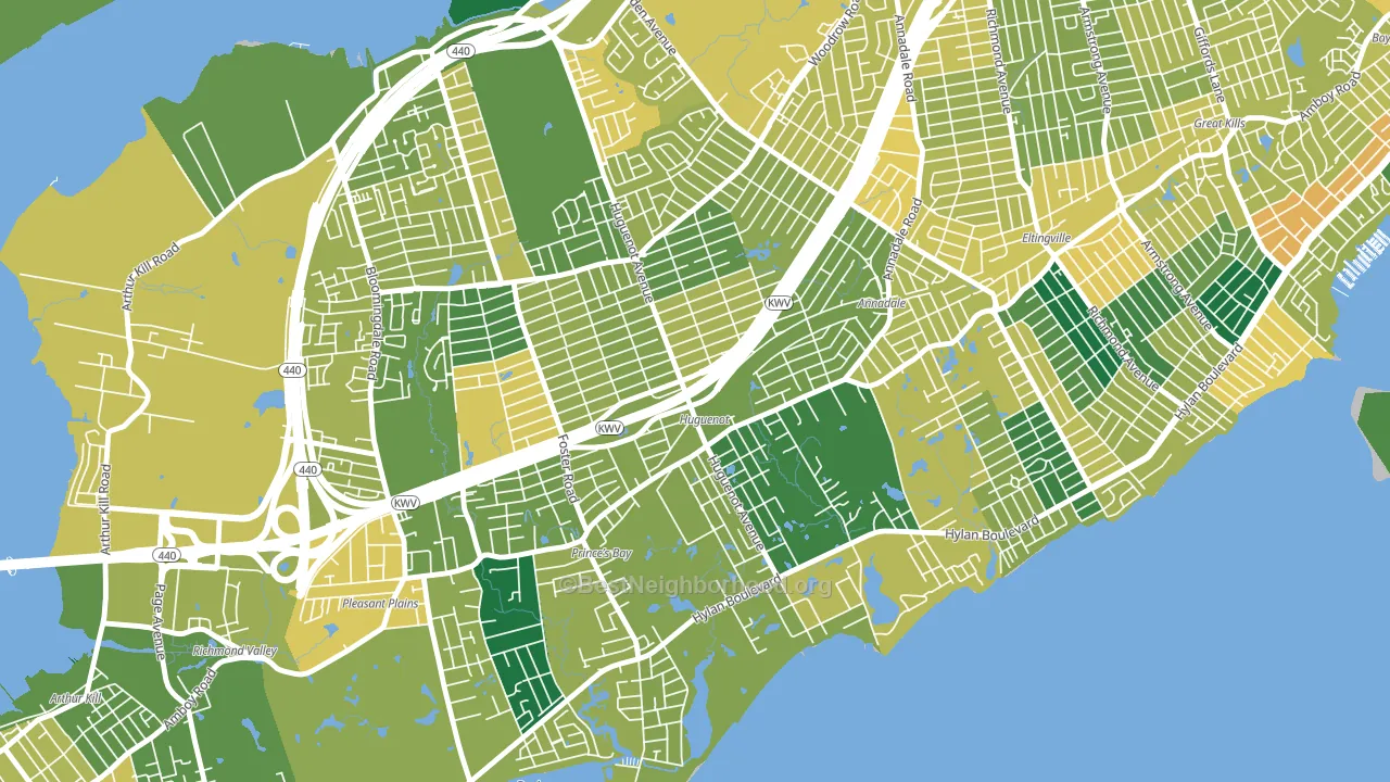 Huguenot, Staten Island, NY block-group voter-turnout map