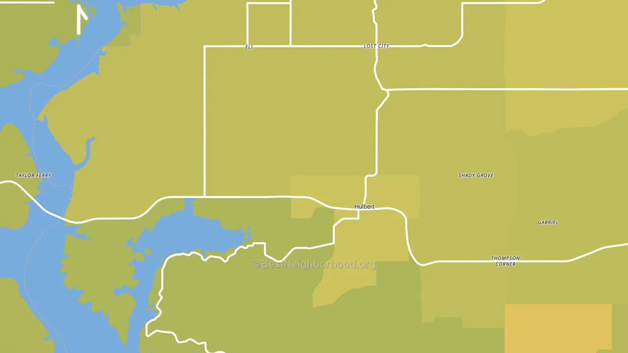 Hulbert, OK block-group voter-turnout map