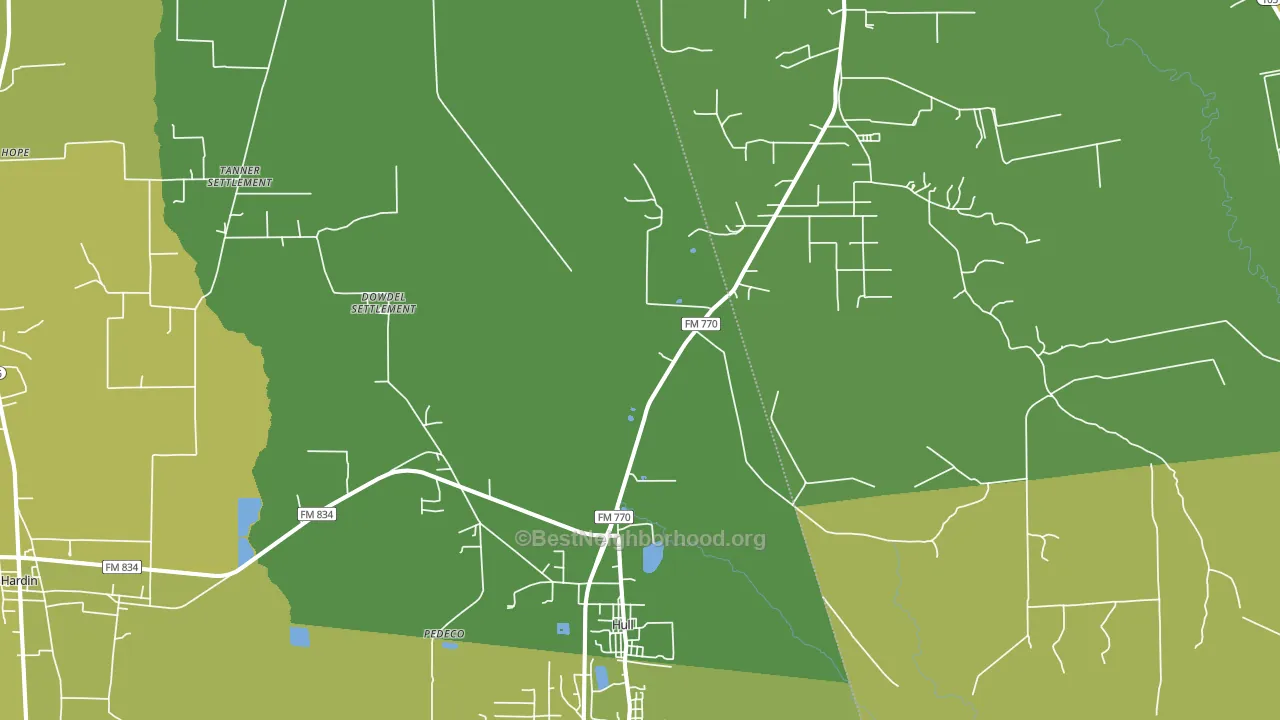 Hull, TX block-group voter-turnout map