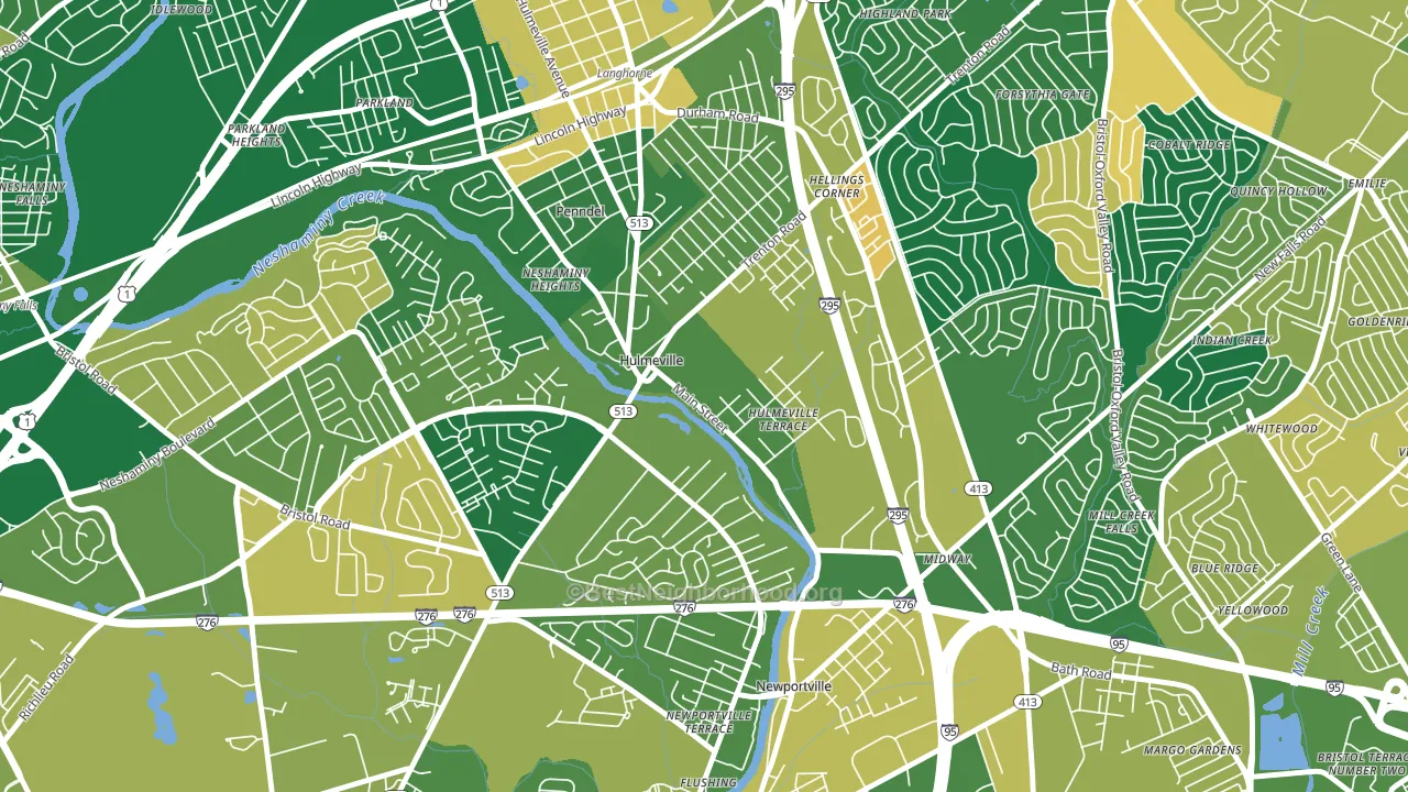 Hulmeville, PA block-group voter-turnout map