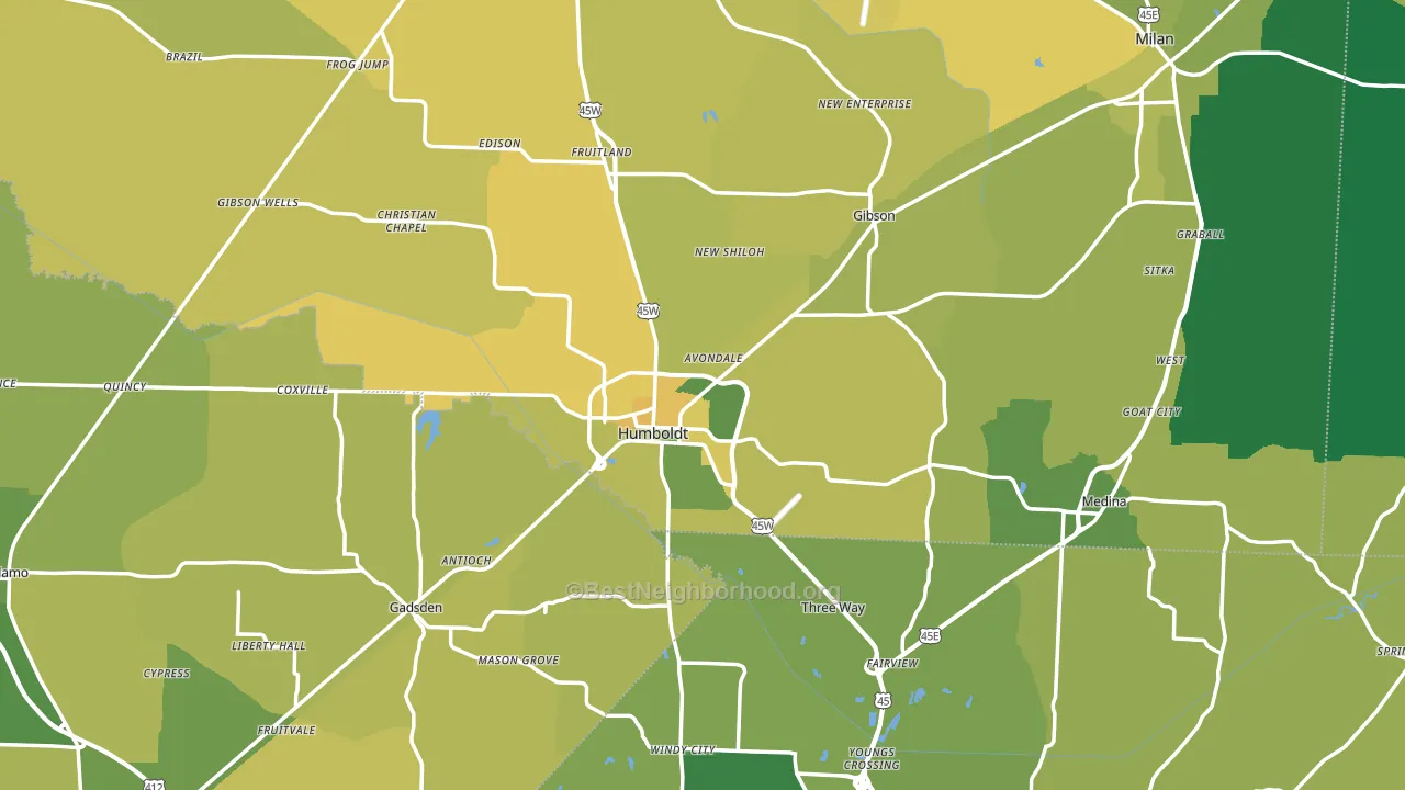 Humboldt, TN block-group voter-turnout map