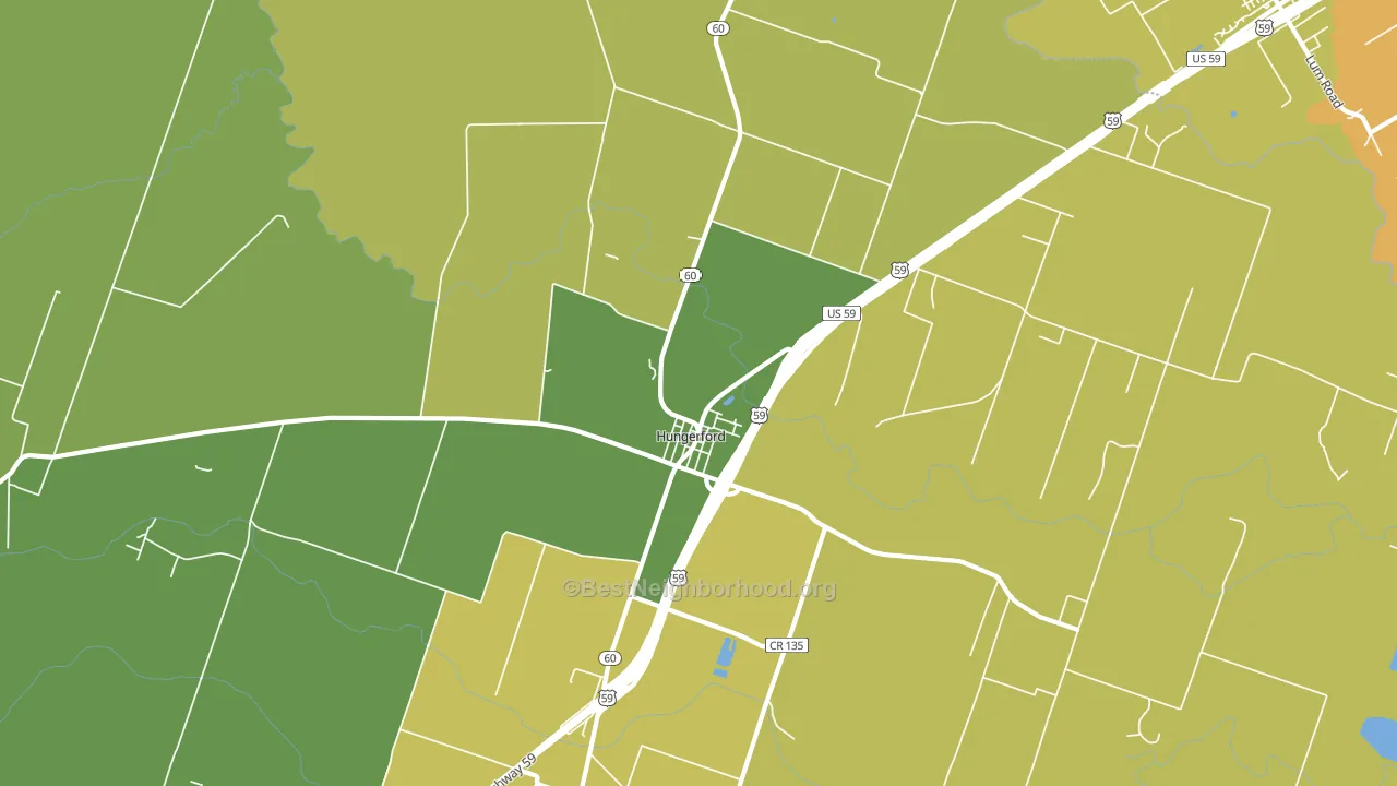 Hungerford, TX block-group voter-turnout map