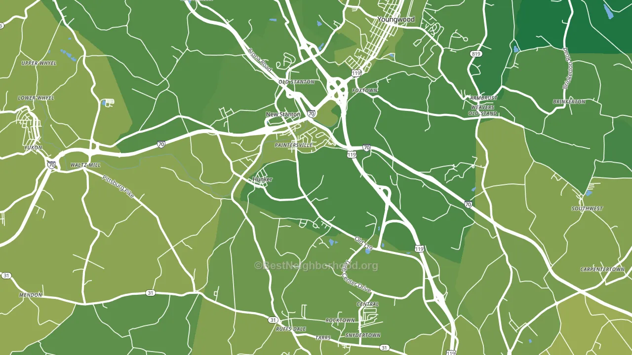 Hunker, PA block-group voter-turnout map