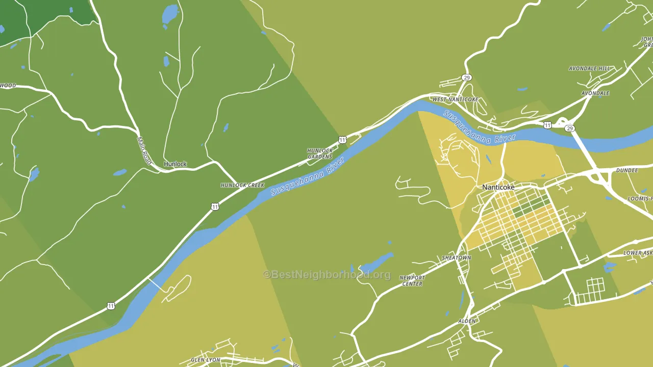 Hunlock Gardens, PA block-group voter-turnout map