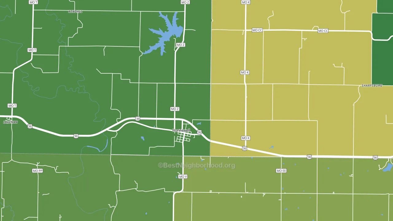 Hunnewell, MO block-group voter-turnout map