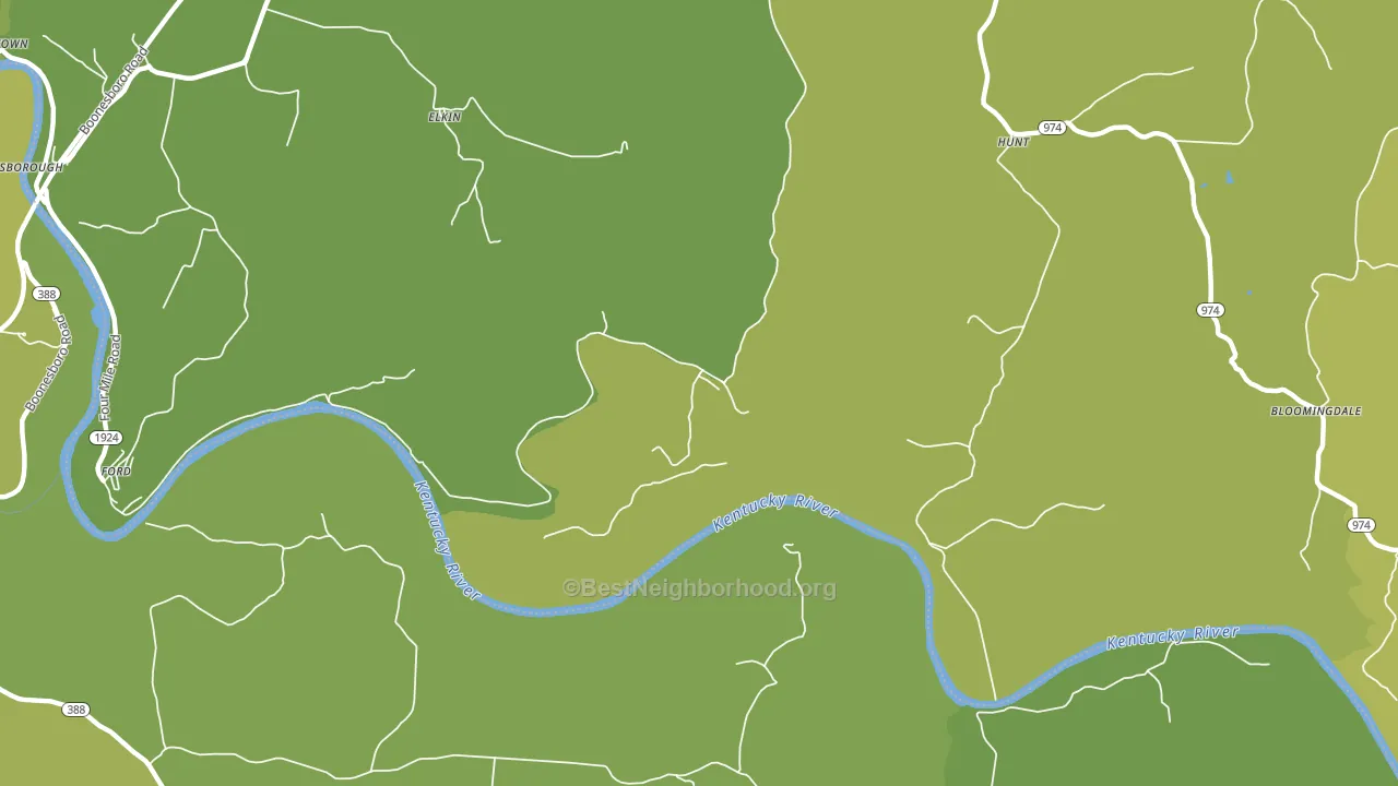 Hunt, KY block-group voter-turnout map