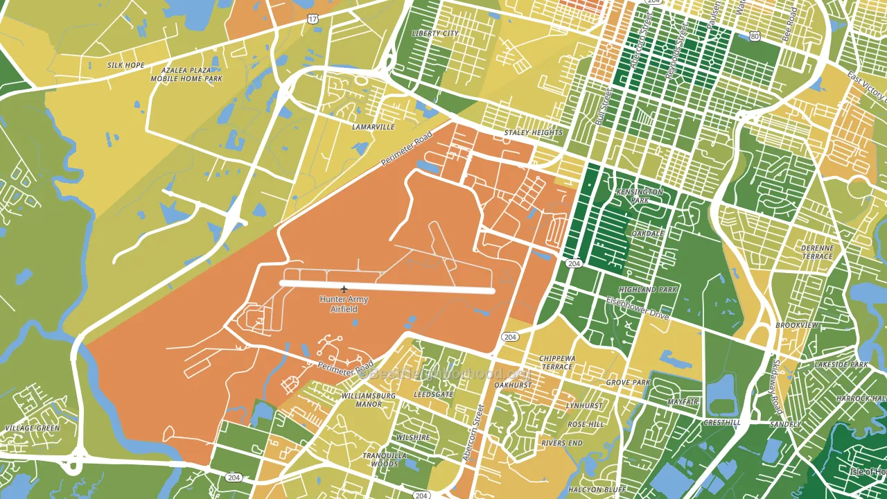 Hunter Army Airfield, Savannah, GA block-group voter-turnout map