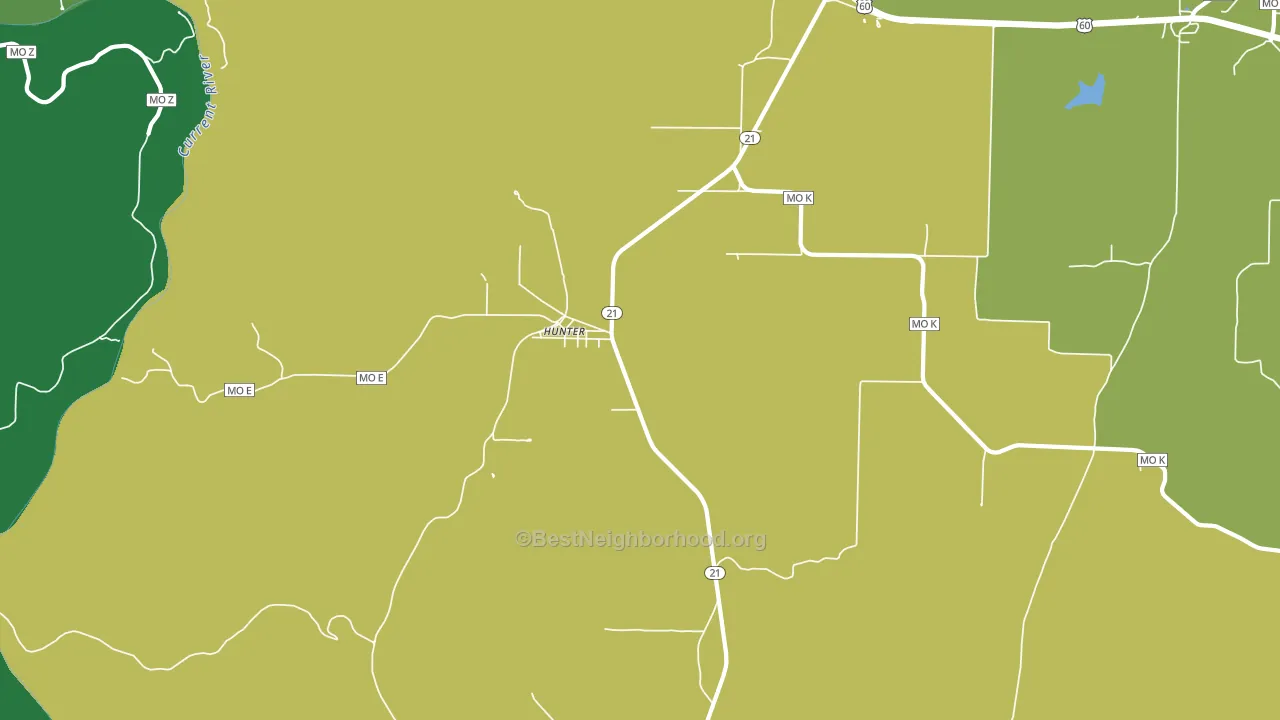 Hunter, MO block-group voter-turnout map
