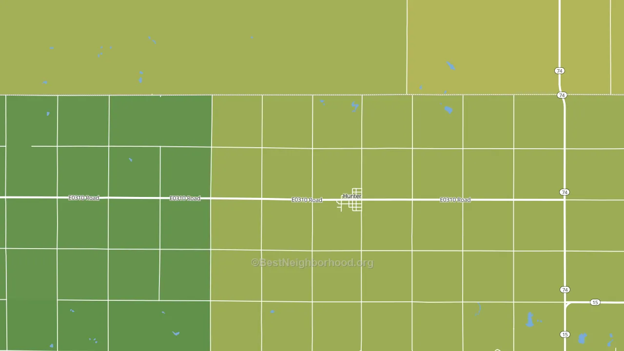 Hunter, OK block-group voter-turnout map