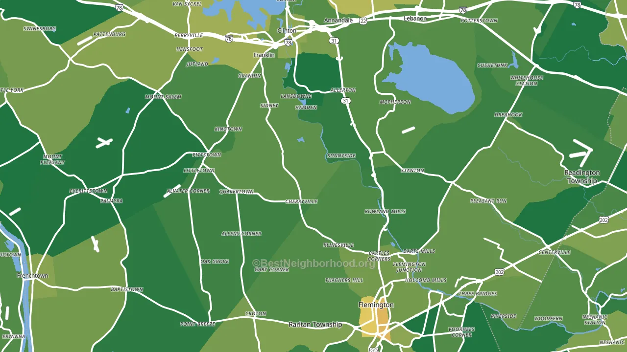 Hunterdon County, NJ block-group voter-turnout map
