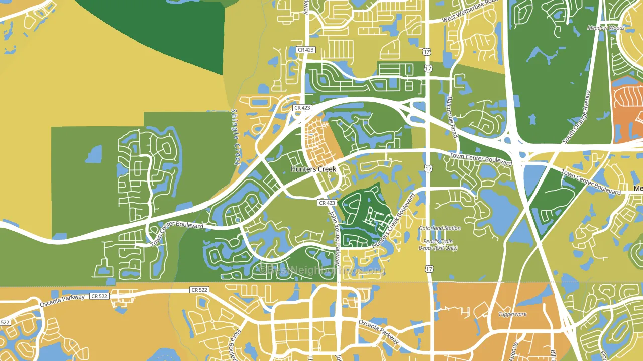 Hunters Creek, FL block-group voter-turnout map