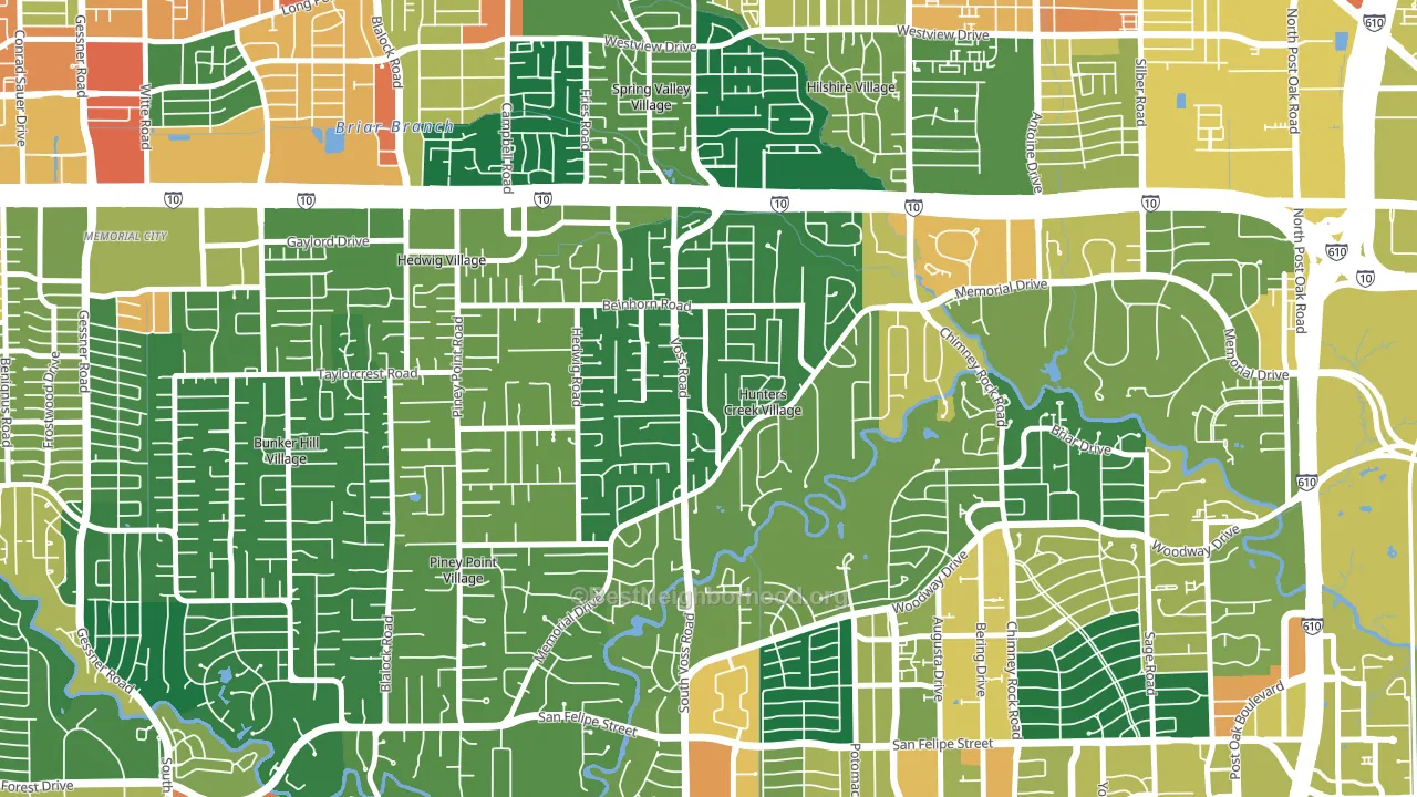 Hunters Creek Village, TX block-group voter-turnout map