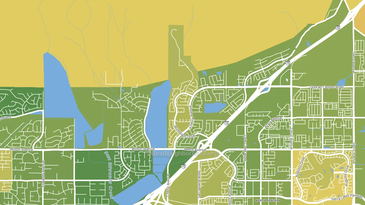 Hunter's Ridge, Fontana, CA block-group voter-turnout map