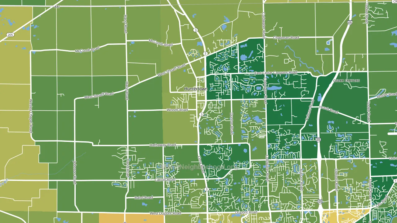 Huntertown, IN block-group voter-turnout map