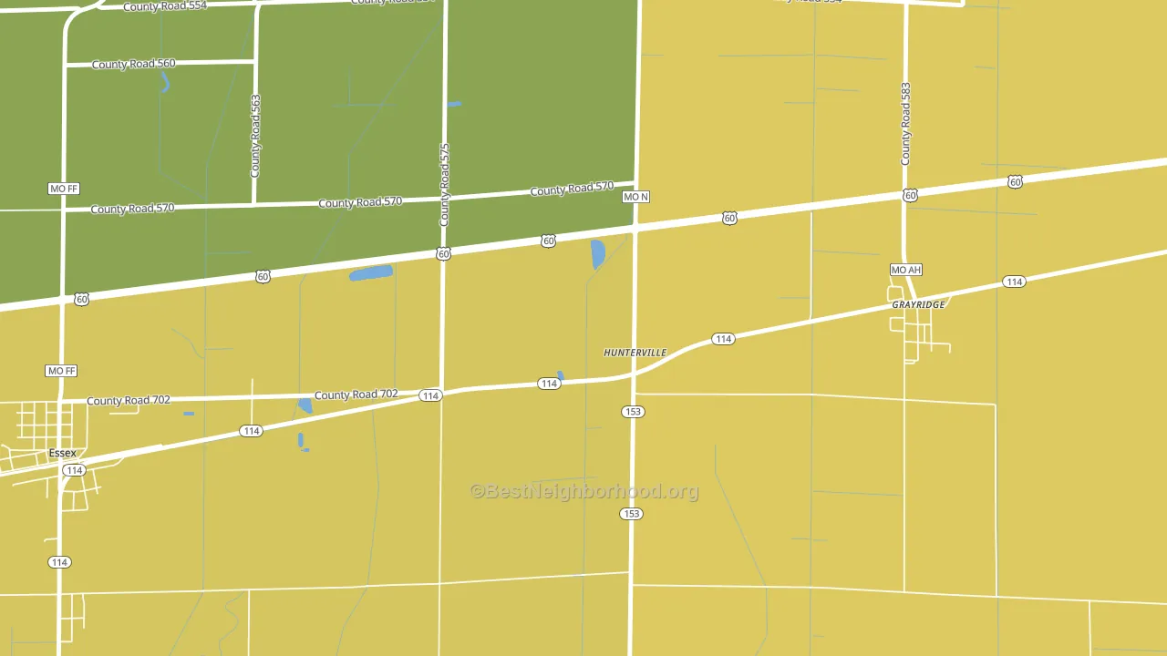 Hunterville, MO block-group voter-turnout map