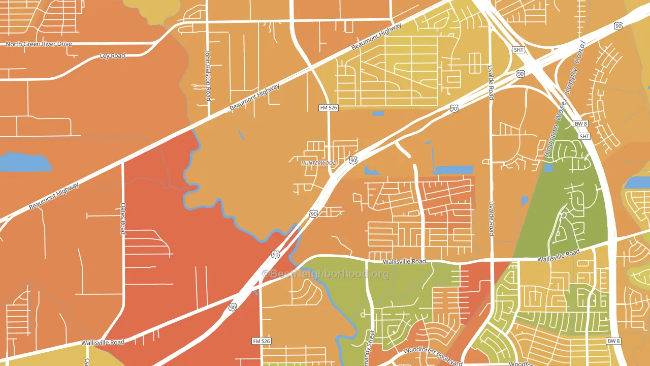 Hunterwood, Houston, TX block-group voter-turnout map