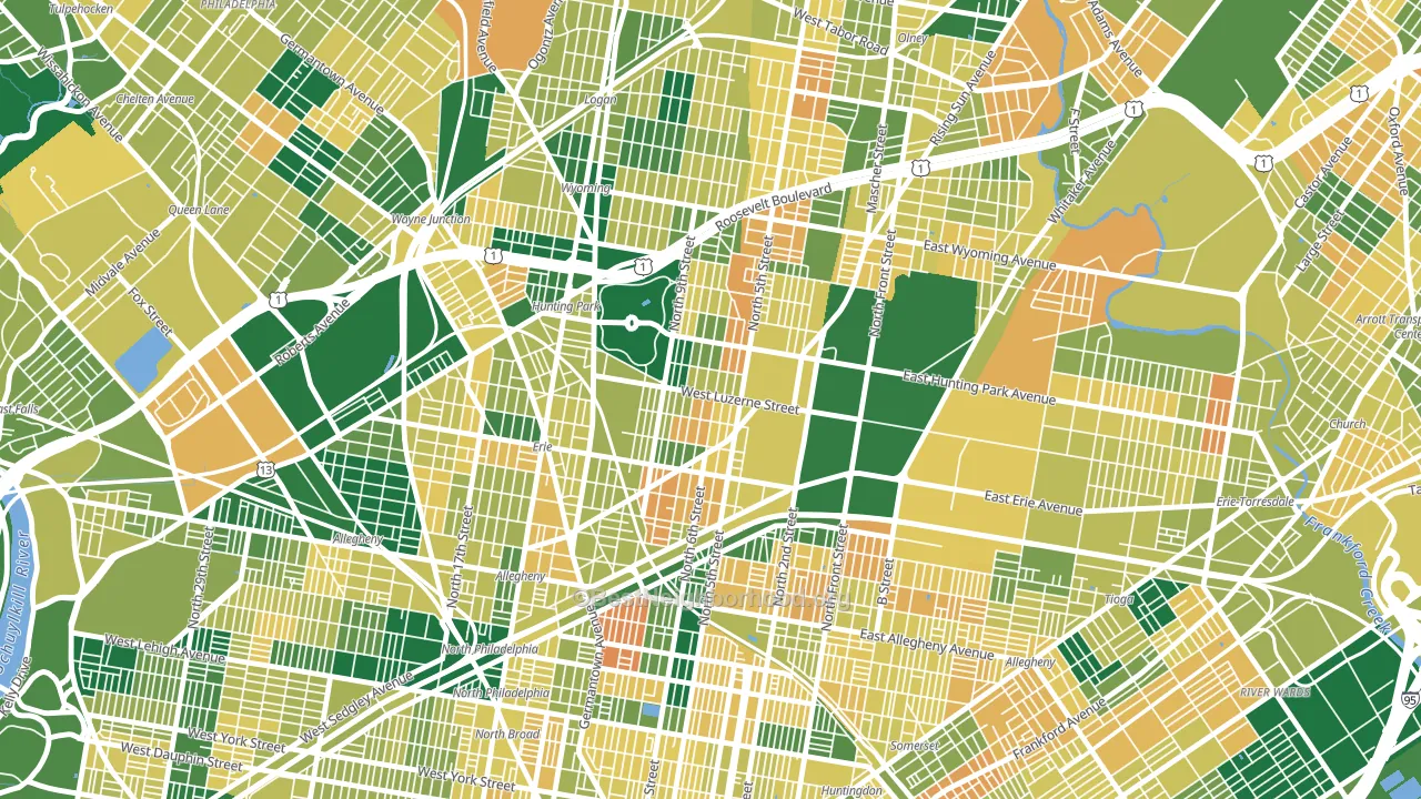 Hunting Park, Philadelphia, PA block-group voter-turnout map