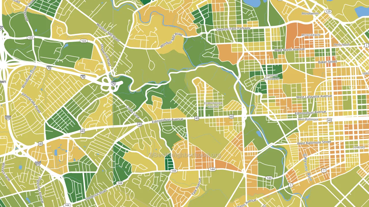 Hunting Ridge, Baltimore, MD block-group voter-turnout map